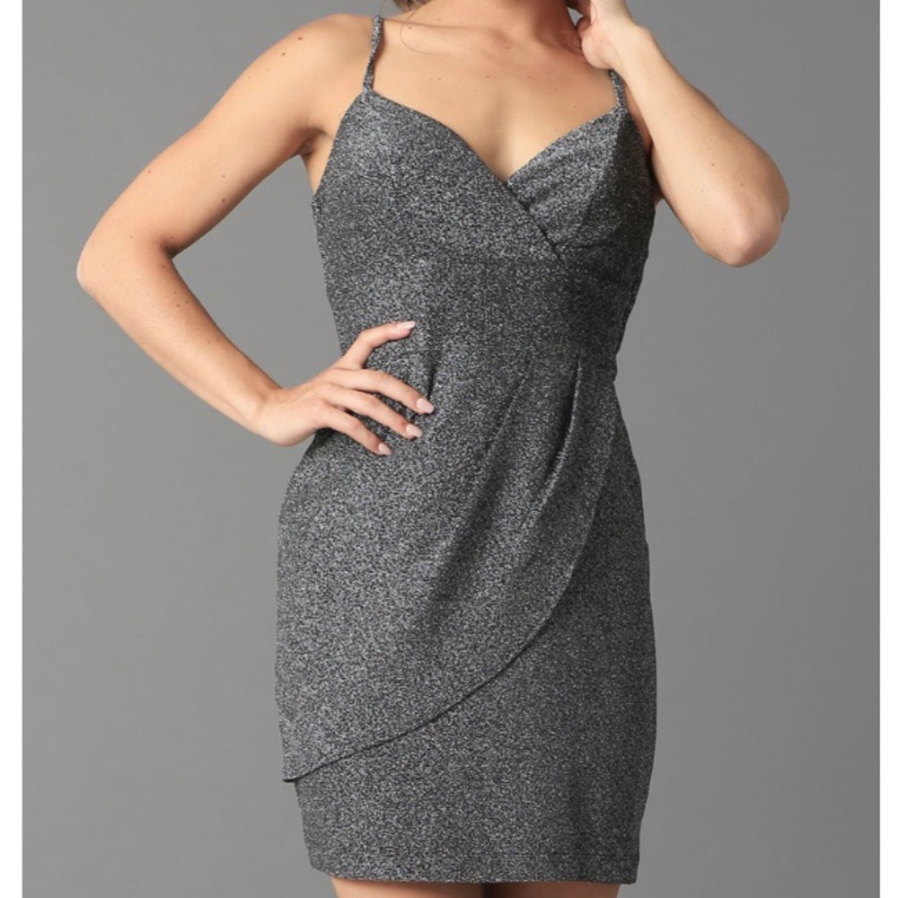 Teeze Me | Glitter Knit Sweetheart Surplice Dress